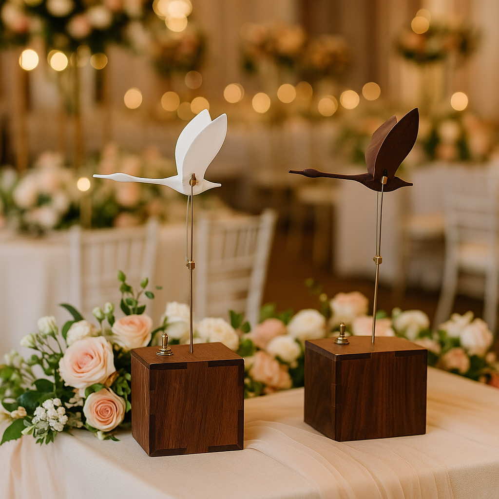 Forever Pair Handcrafted Wooden Swan Automata