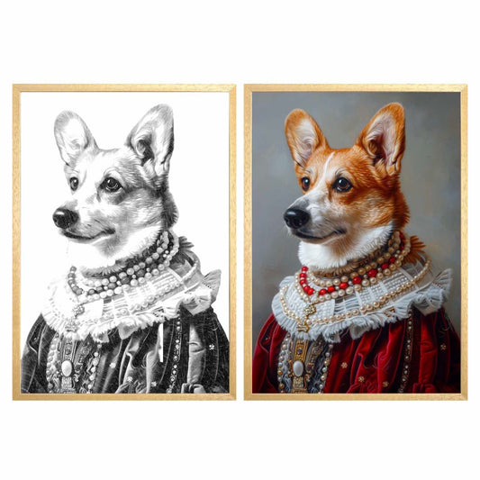 Custom Renaissance Pet Portrait GlowFrame - The Queen