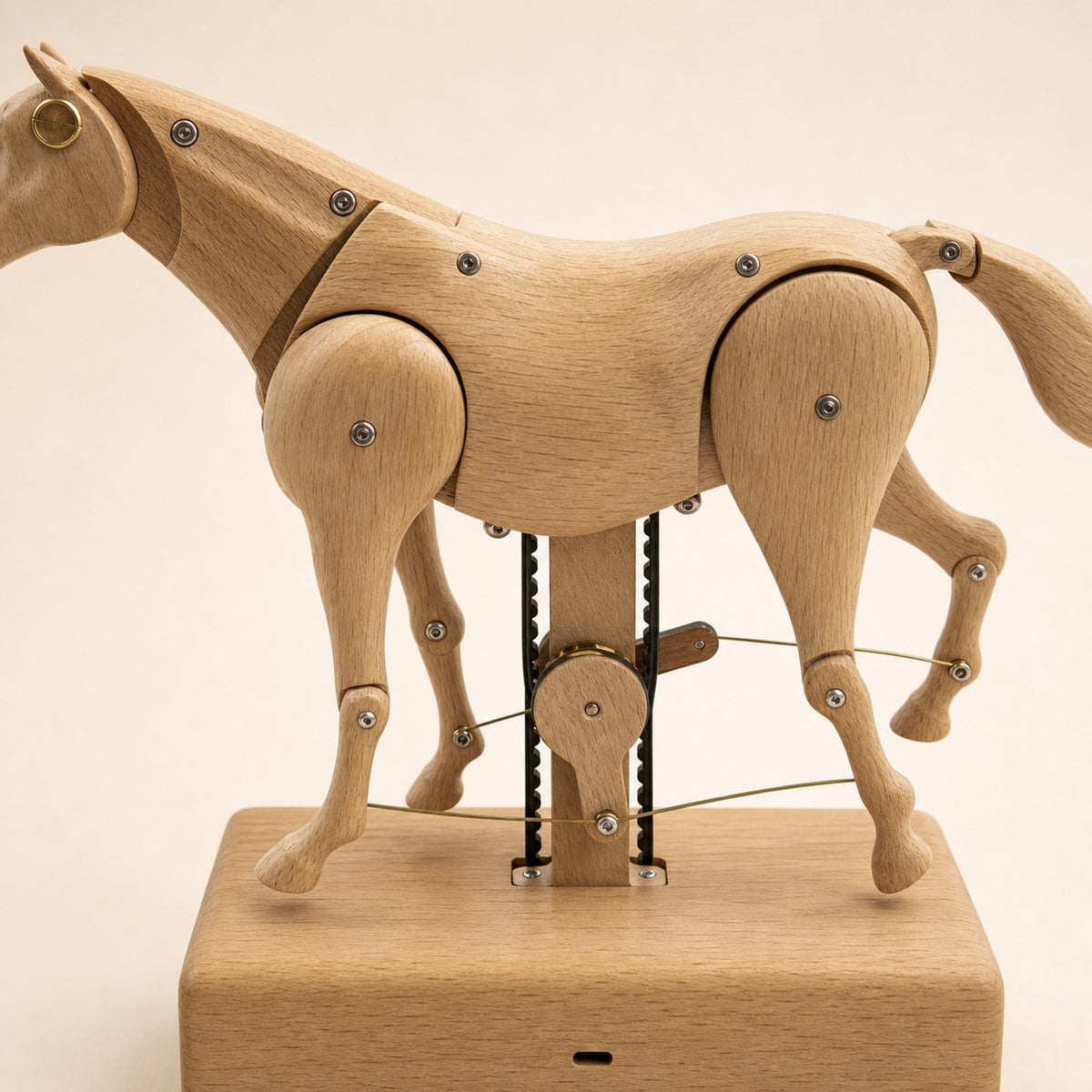 Close view of the articulated joints and kinetic mechanism