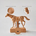 Wooden horse automaton craftsmanship details and USB-C charging port