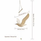 English size guide for the Wooden Balancing Seagull Mobile with metric and imperial measurements.