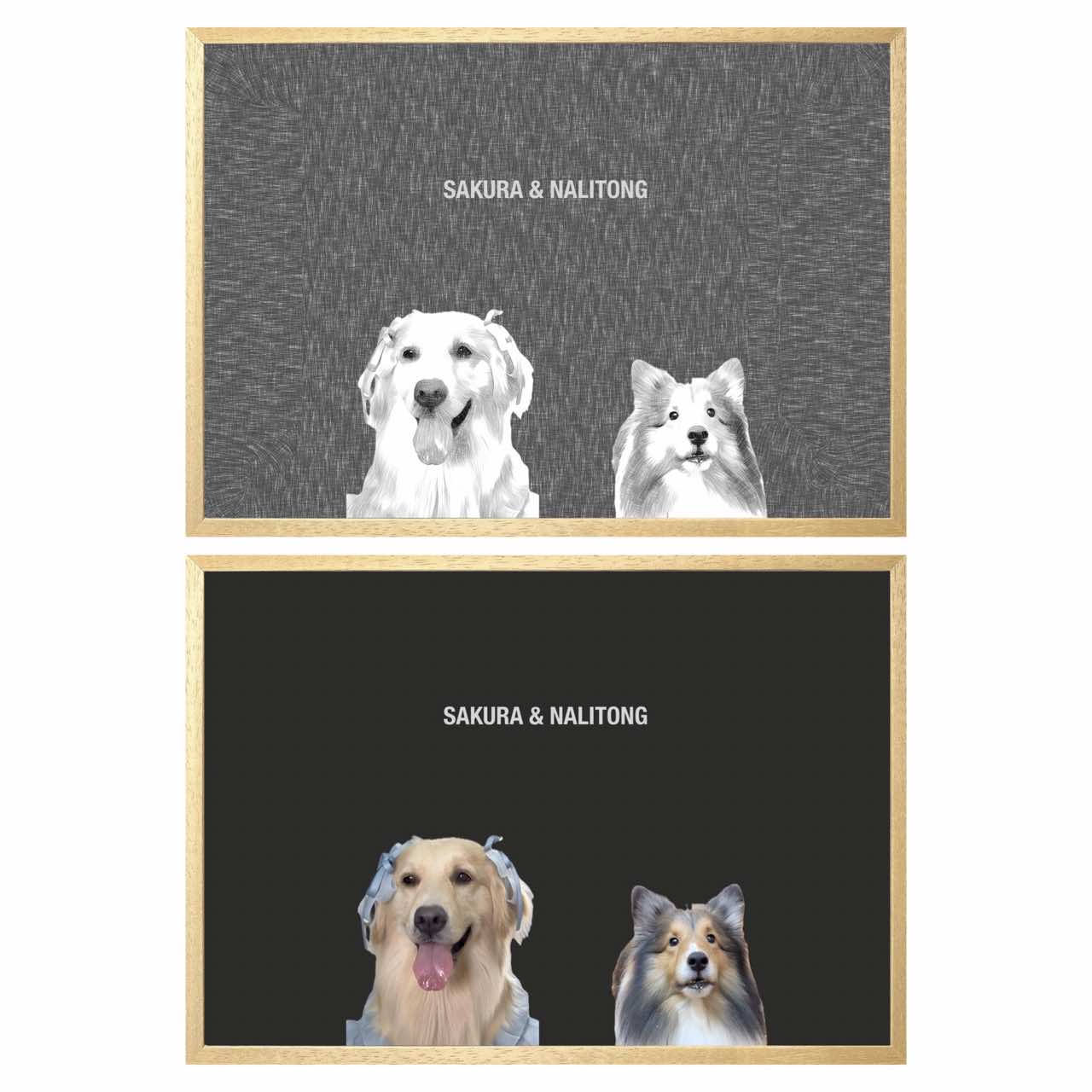 Custom Modern Pet Portrait GlowFrame - 2 Pets - eulique shop