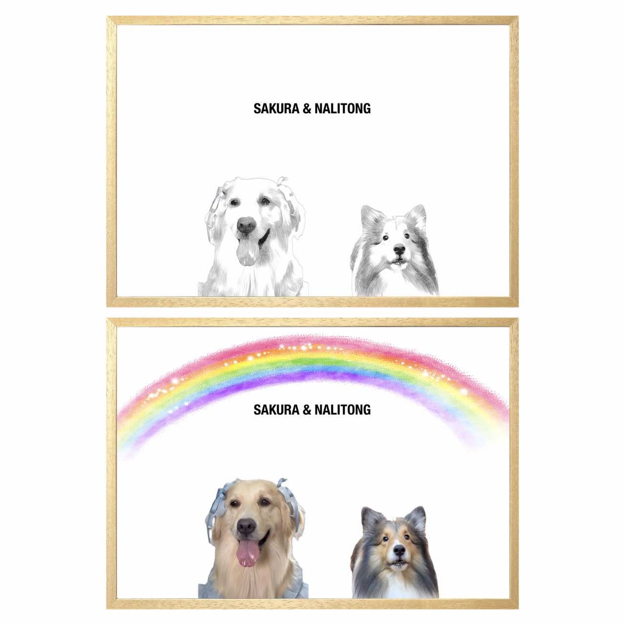 Custom Modern Pet Portrait GlowFrame - 2 Pets - eulique shop