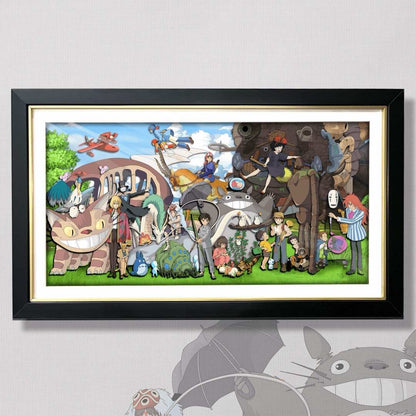 3D Paper Art Frame - Miyazaki's World