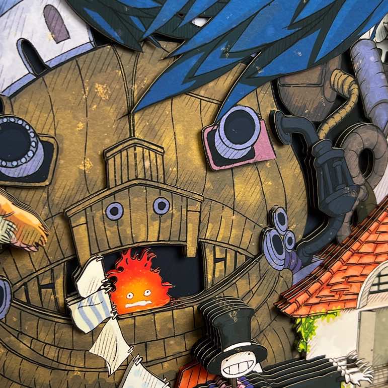 3D Paper Art Frame - Howl's Moving Castle