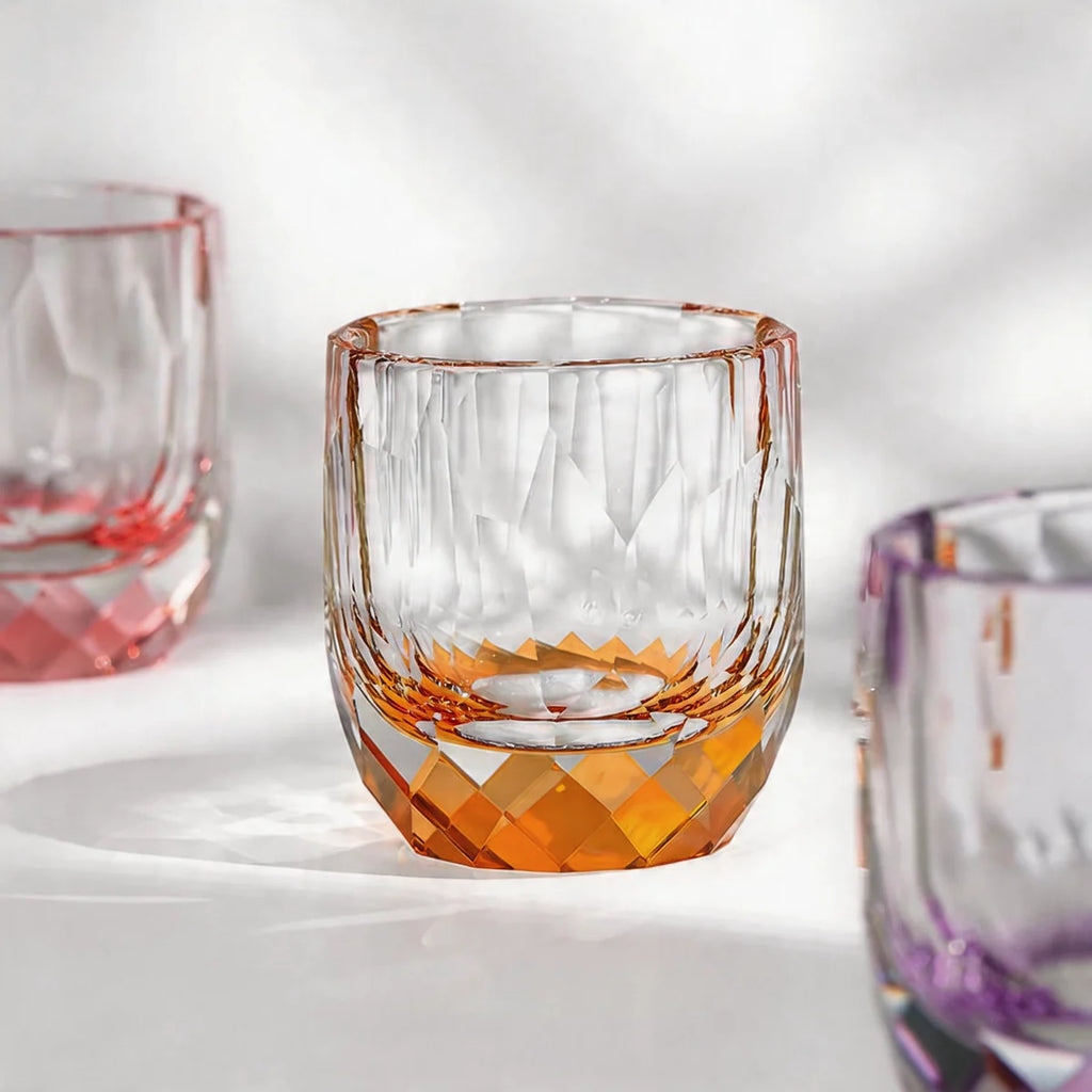 Colored Crystal Whiskey Glass – Hand-Cut Old Fashioned Tumbler