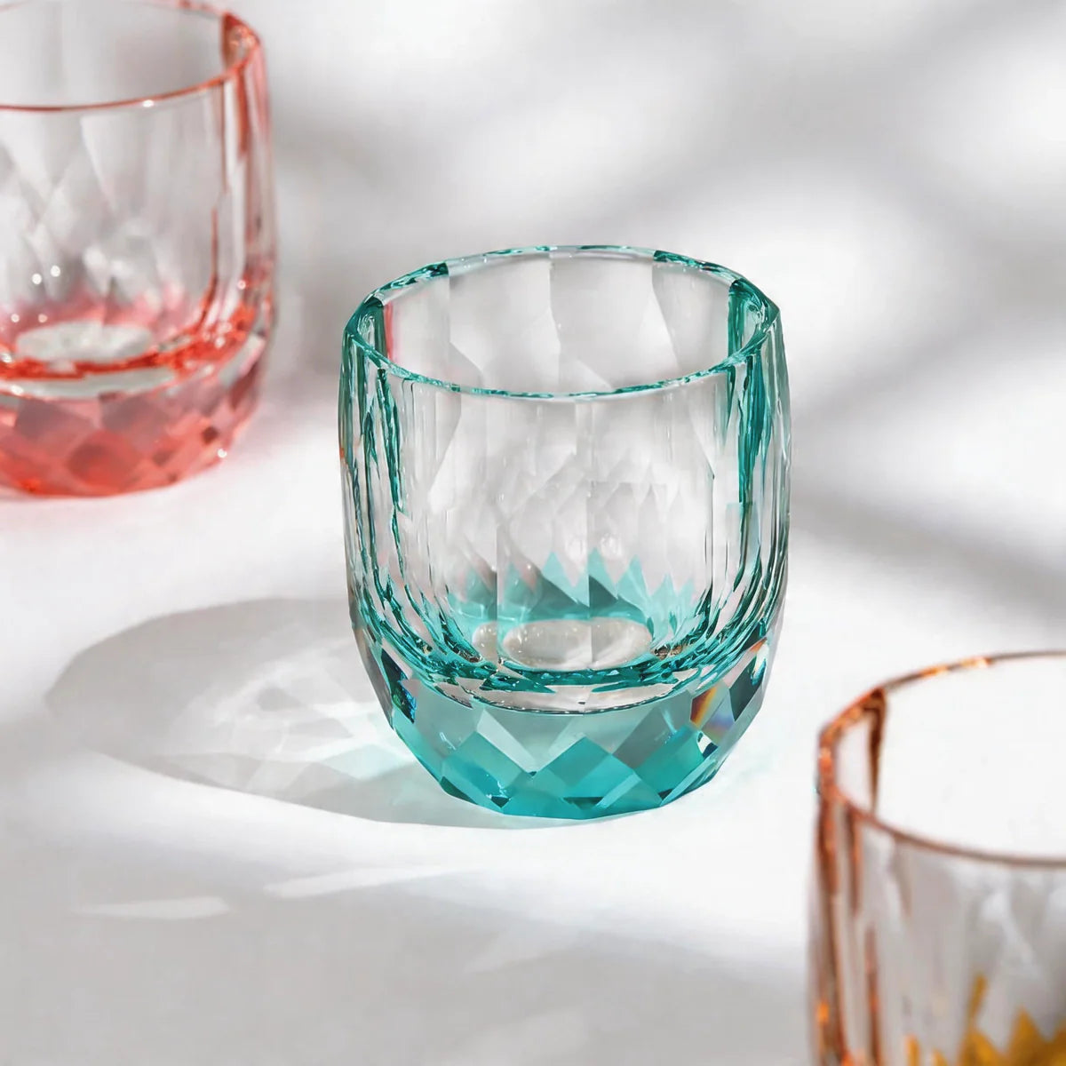 Colored Crystal Whiskey Glass – Hand-Cut Old Fashioned Tumbler