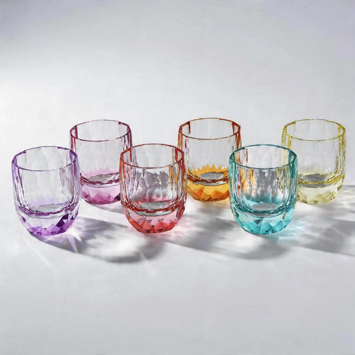 Colored Crystal Whiskey Glass – Hand-Cut Old Fashioned Tumbler