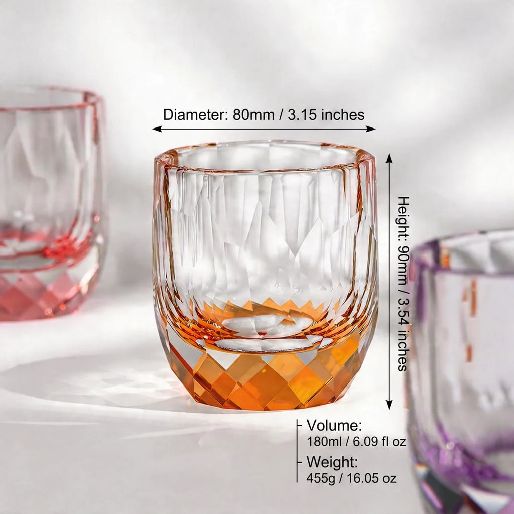 Colored Crystal Whiskey Glass – Hand-Cut Old Fashioned Tumbler
