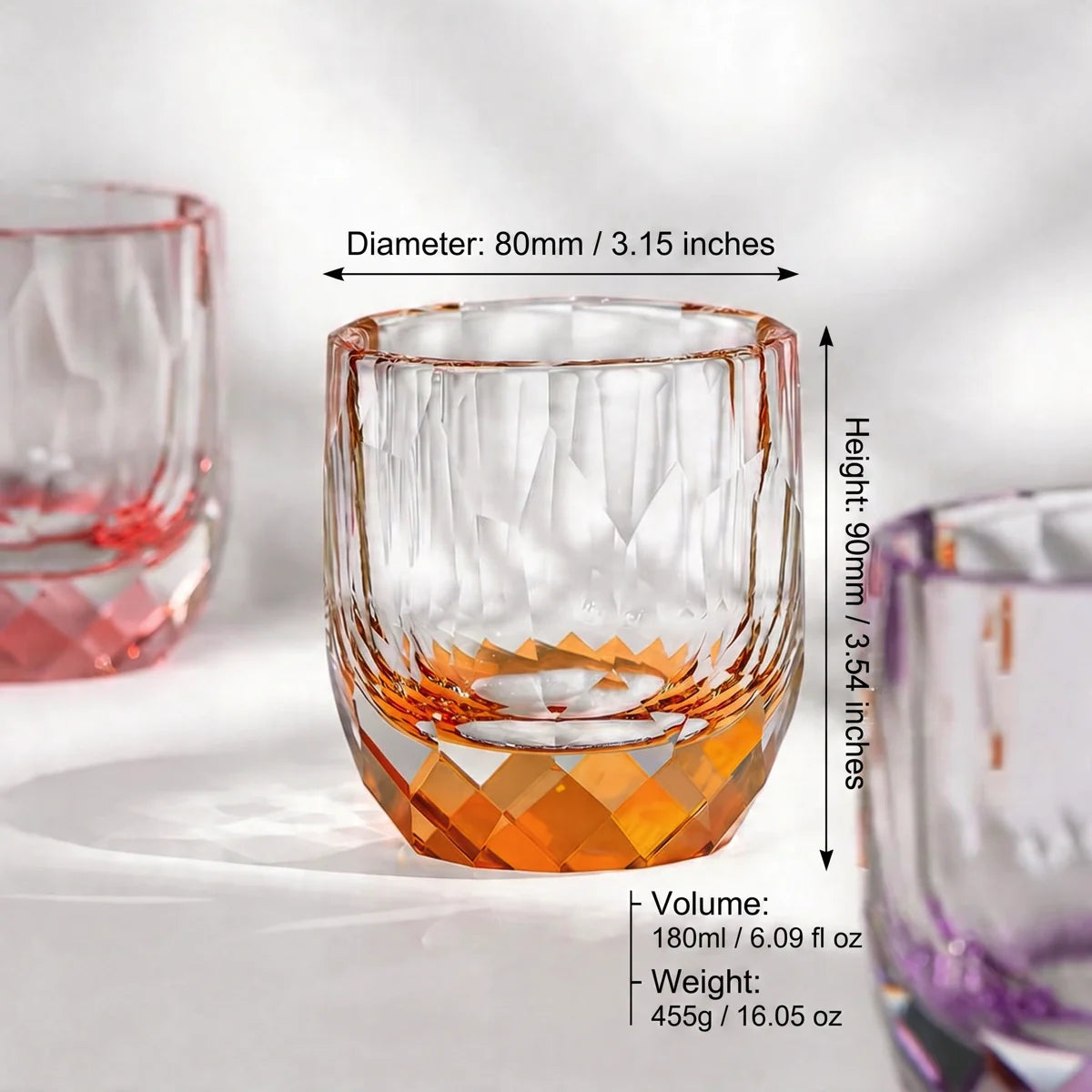 Colored Crystal Whiskey Glass – Hand-Cut Old Fashioned Tumbler