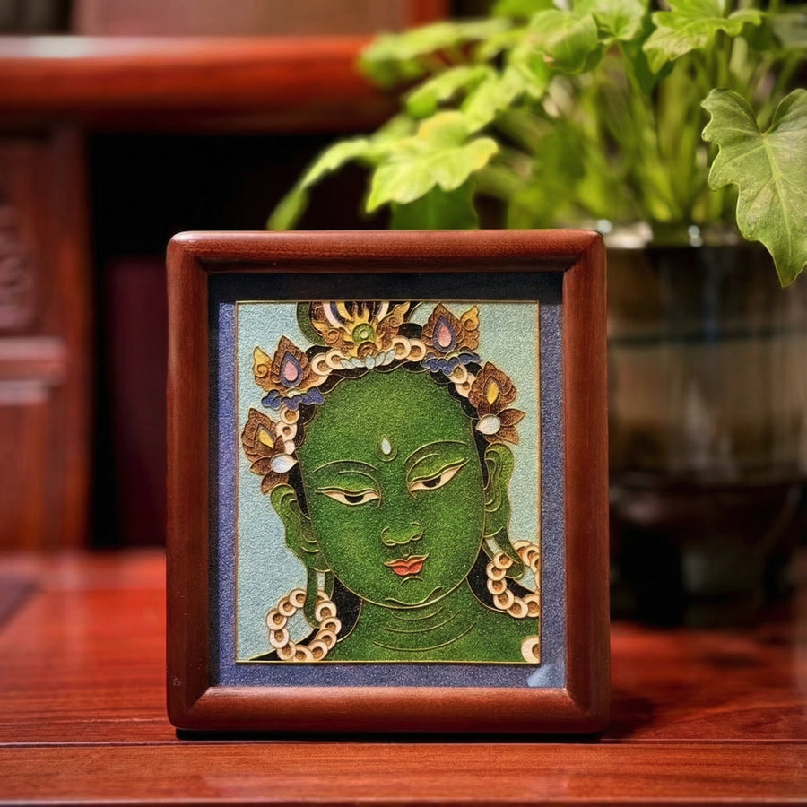 Green Tara - Handcrafted Cloisonné Art