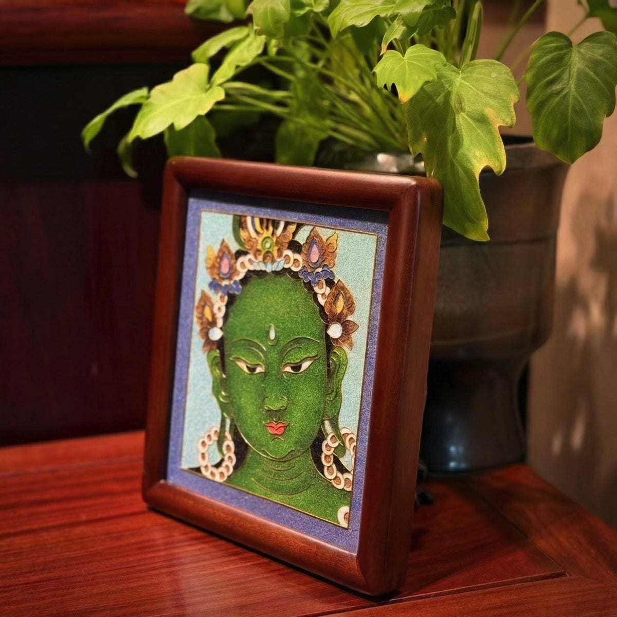 Green Tara - Handcrafted Cloisonné Art