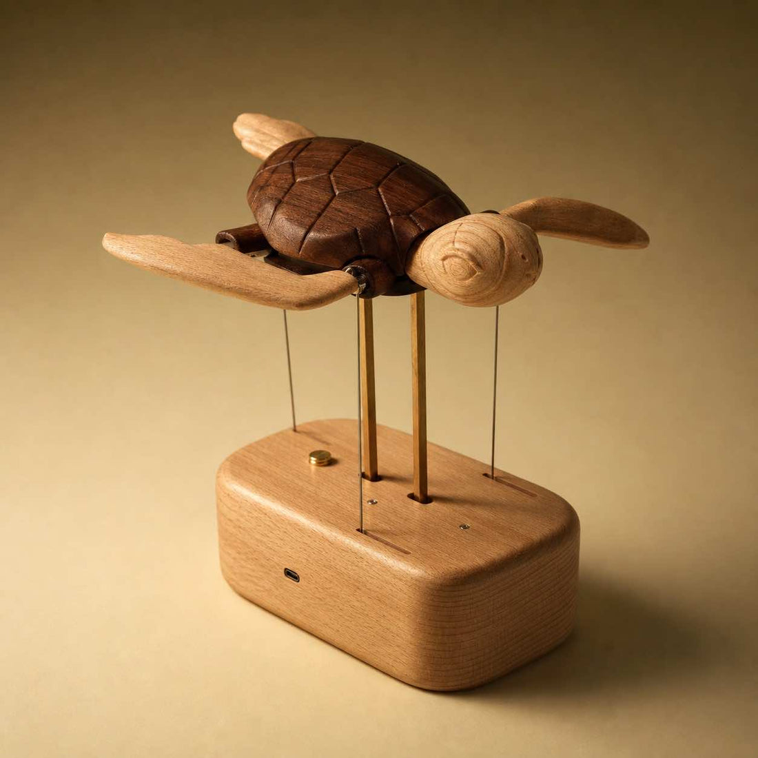Handcrafted Wooden Sea Turtle Automaton