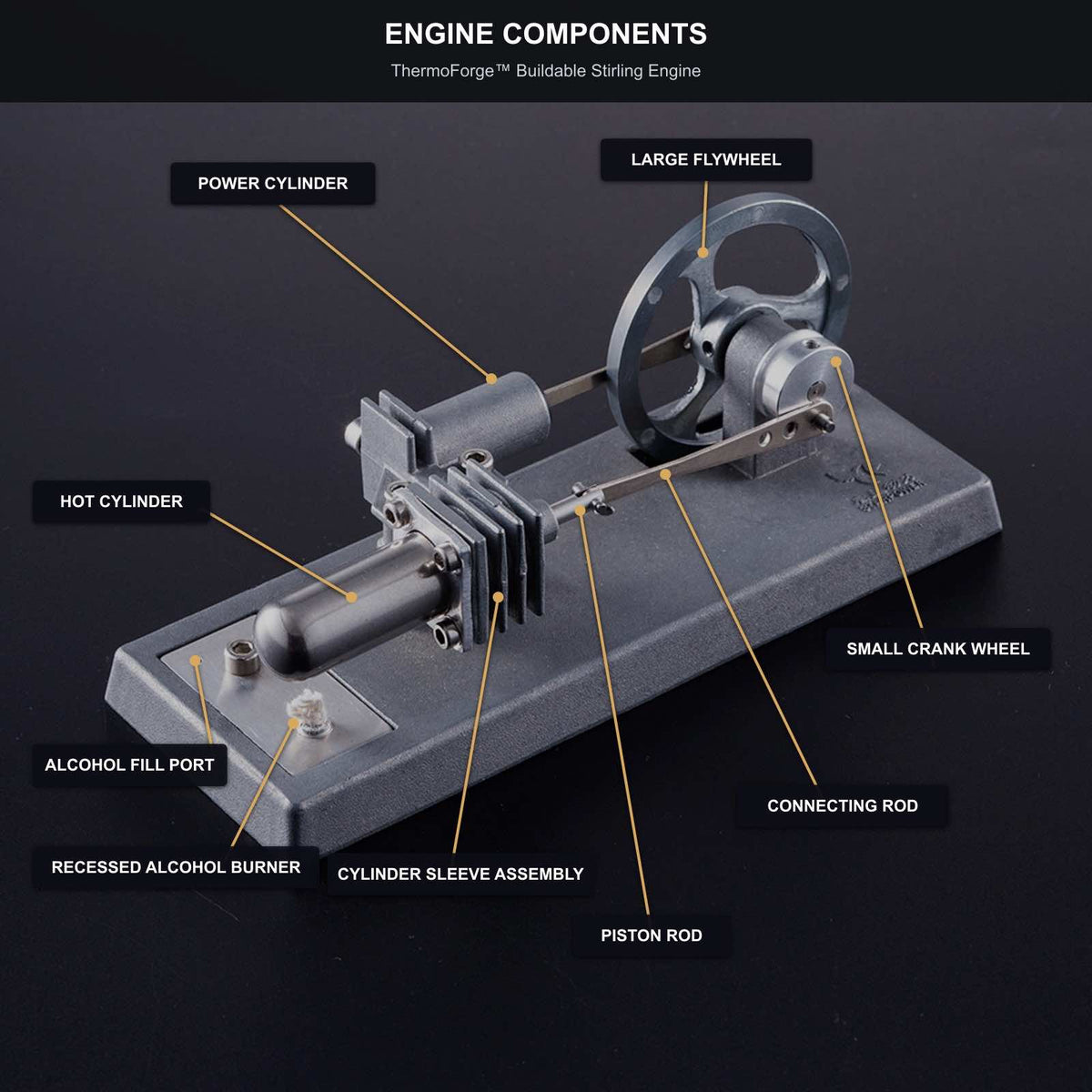 Model Buildable Motor ThermoForge™ Buildable Stirling Engine | Eulique – eulique shop