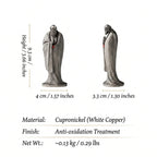 Zen Sage Bodhidharma Meditation Statue – White Copper Zen Desk Sculpture