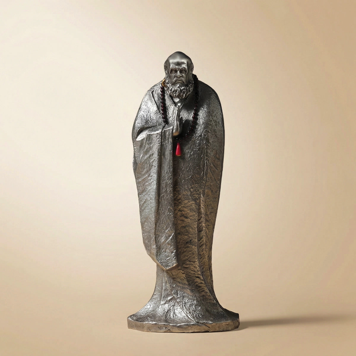 Zen Sage Bodhidharma Meditation Statue – White Copper Zen Desk Sculpture