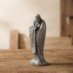 Zen Sage Bodhidharma Meditation Statue – White Copper Zen Desk Sculpture
