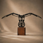 Black Kinetic Angel Wings Sculpture front view