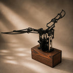 Black Kinetic Angel Wings Sculpture angle view