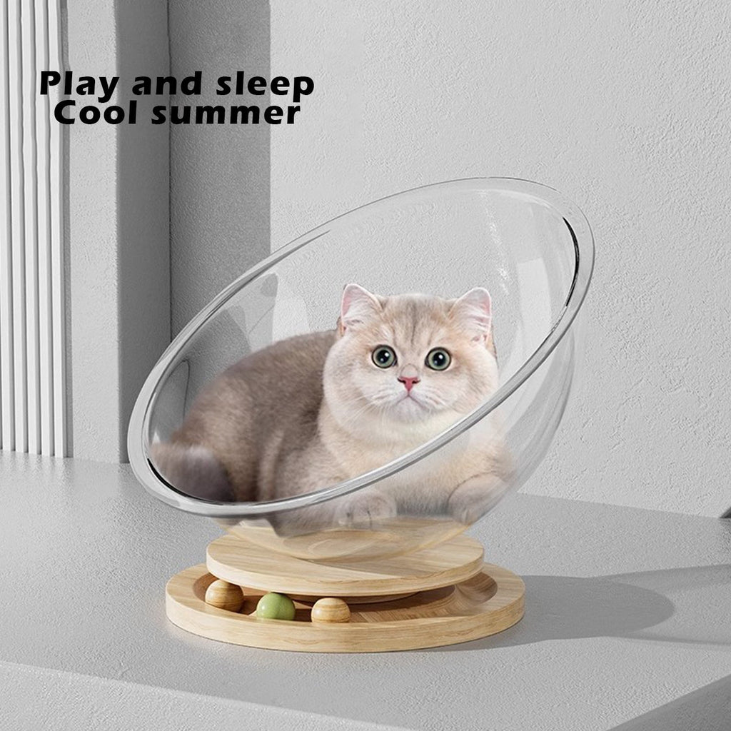 Space Capsule Cat Bed Transparent Cat House - eulique shop