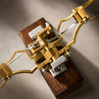 Gold Kinetic Angel Wings Sculpture top mechanism detail