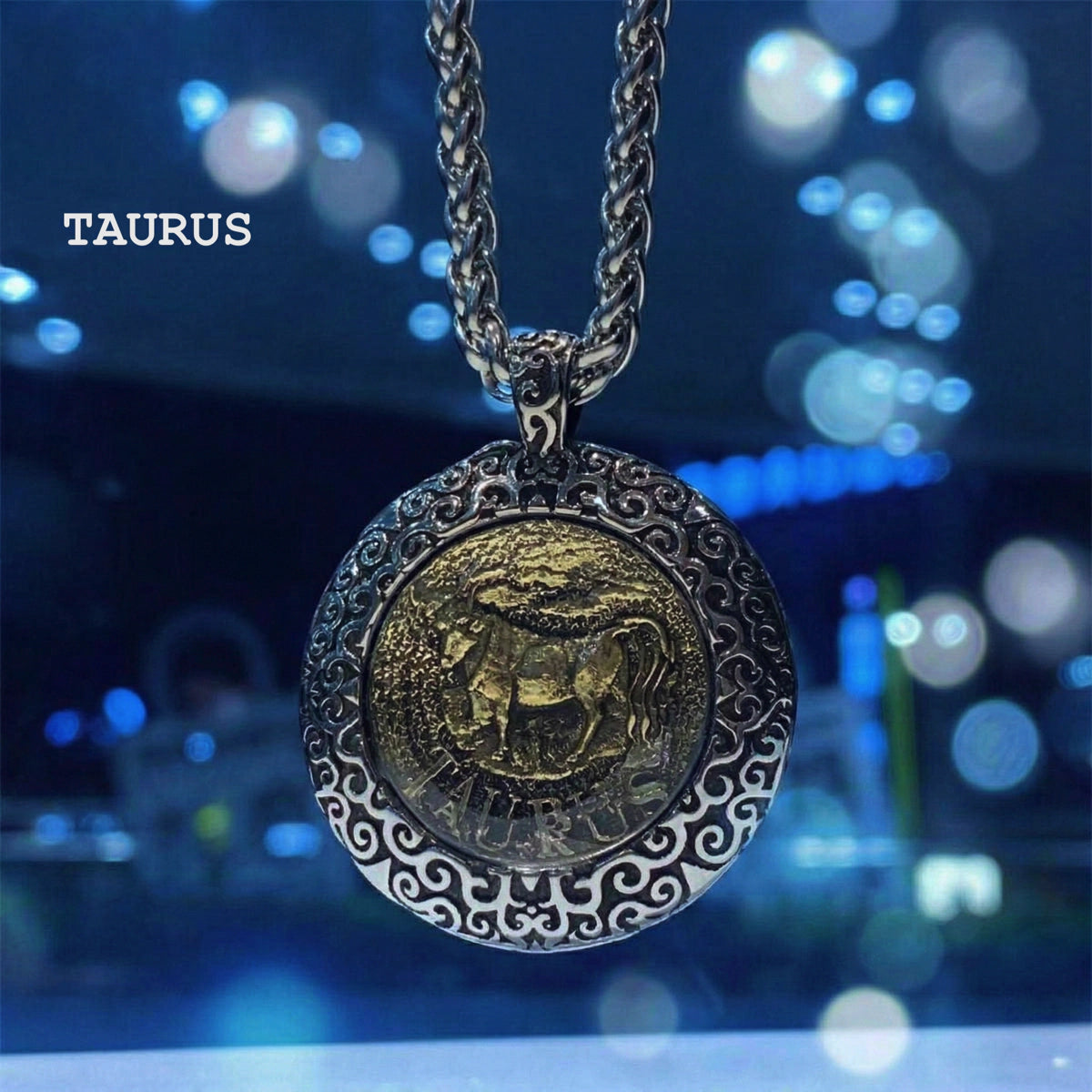 Celestial Coin: Vintage Unisex Zodiac Medallion with Protective Crystal Glass