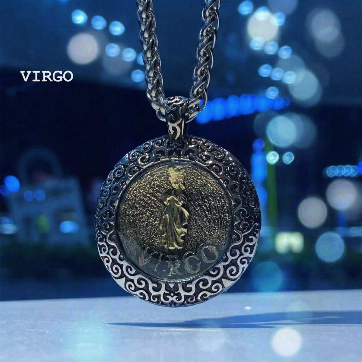 Celestial Coin: Vintage Unisex Zodiac Medallion with Protective Crystal Glass