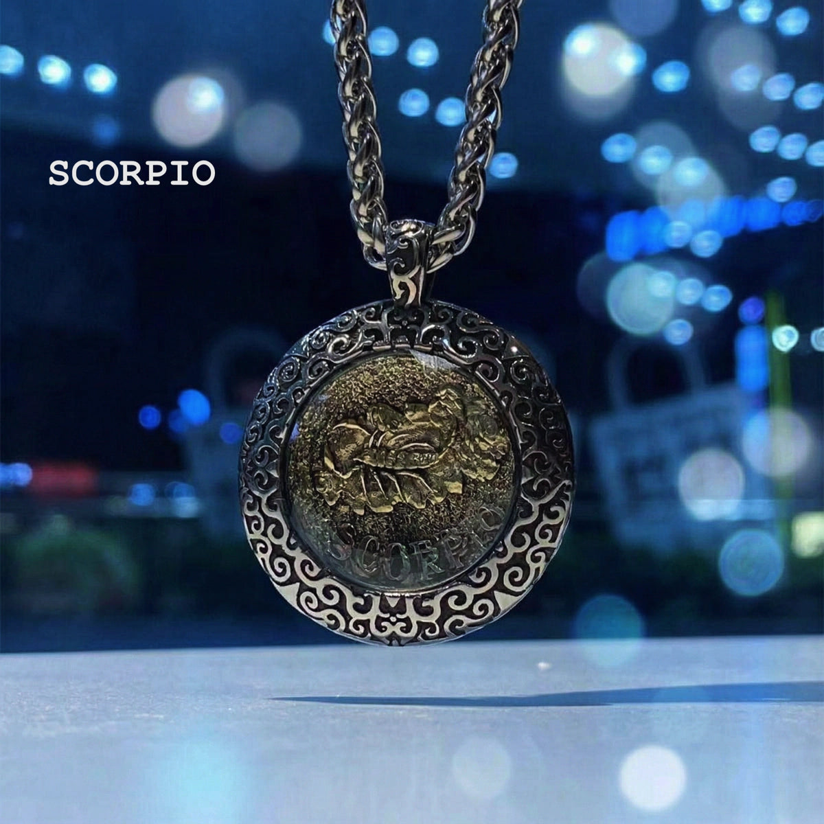 Celestial Coin: Vintage Unisex Zodiac Medallion with Protective Crystal Glass