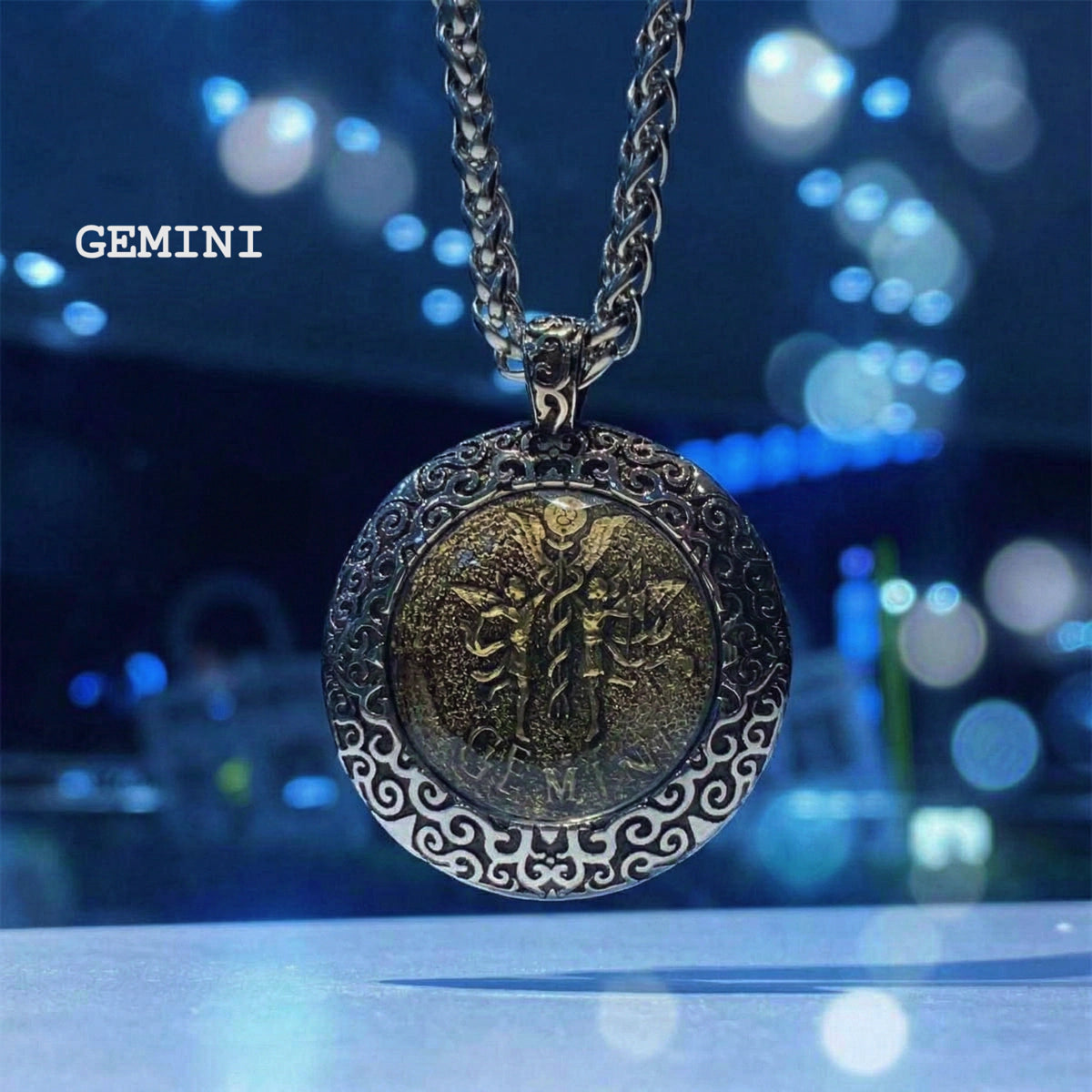 Celestial Coin: Vintage Unisex Zodiac Medallion with Protective Crystal Glass