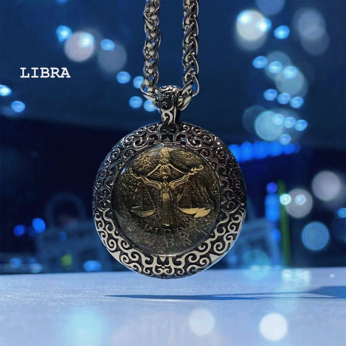 Celestial Coin: Vintage Unisex Zodiac Medallion with Protective Crystal Glass