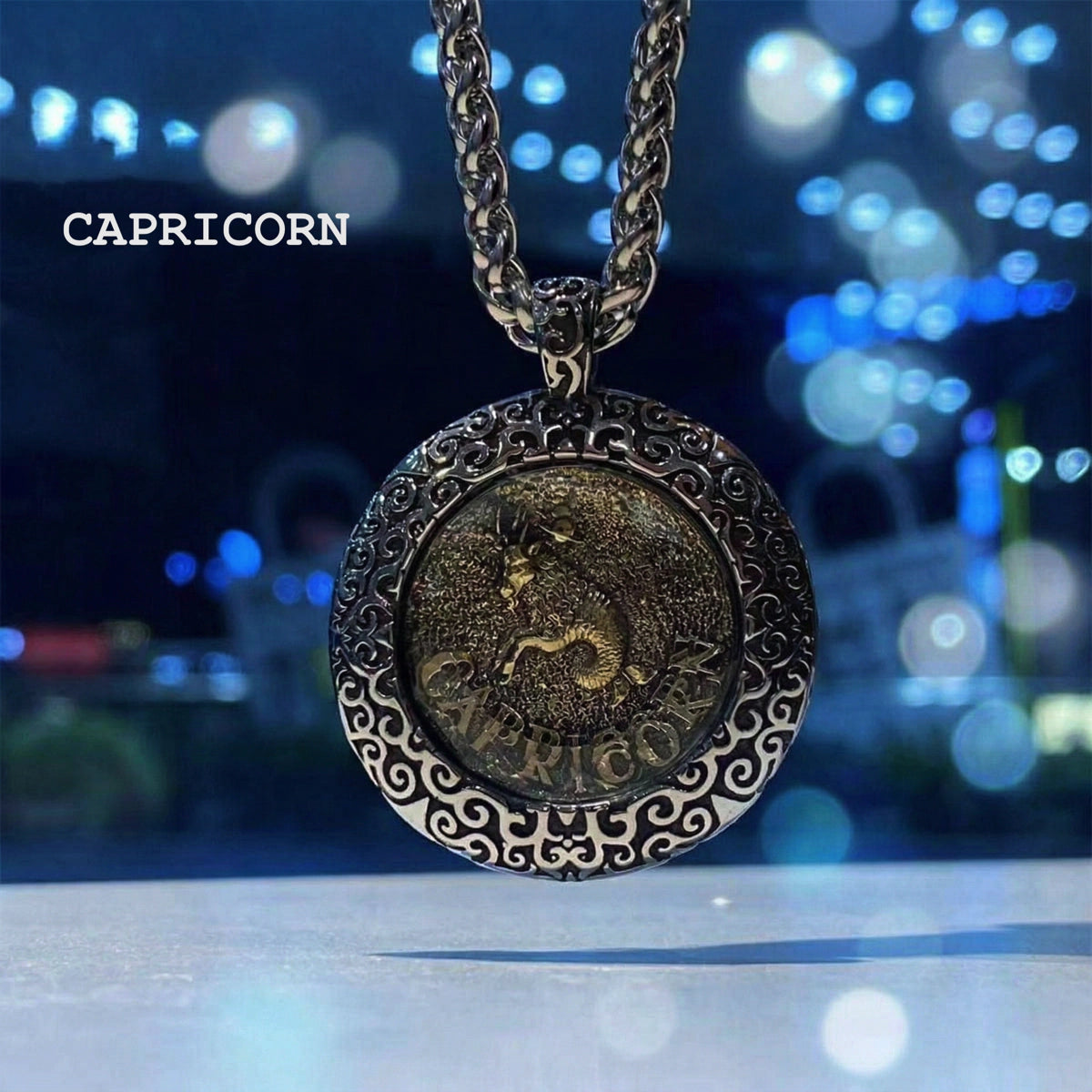 Celestial Coin: Vintage Unisex Zodiac Medallion with Protective Crystal Glass
