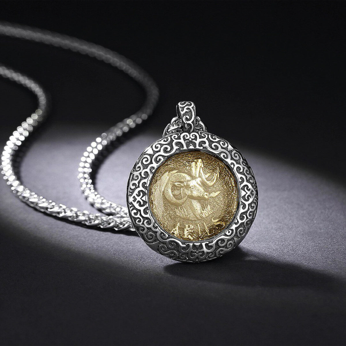 Celestial Coin: Vintage Unisex Zodiac Medallion with Protective Crystal Glass