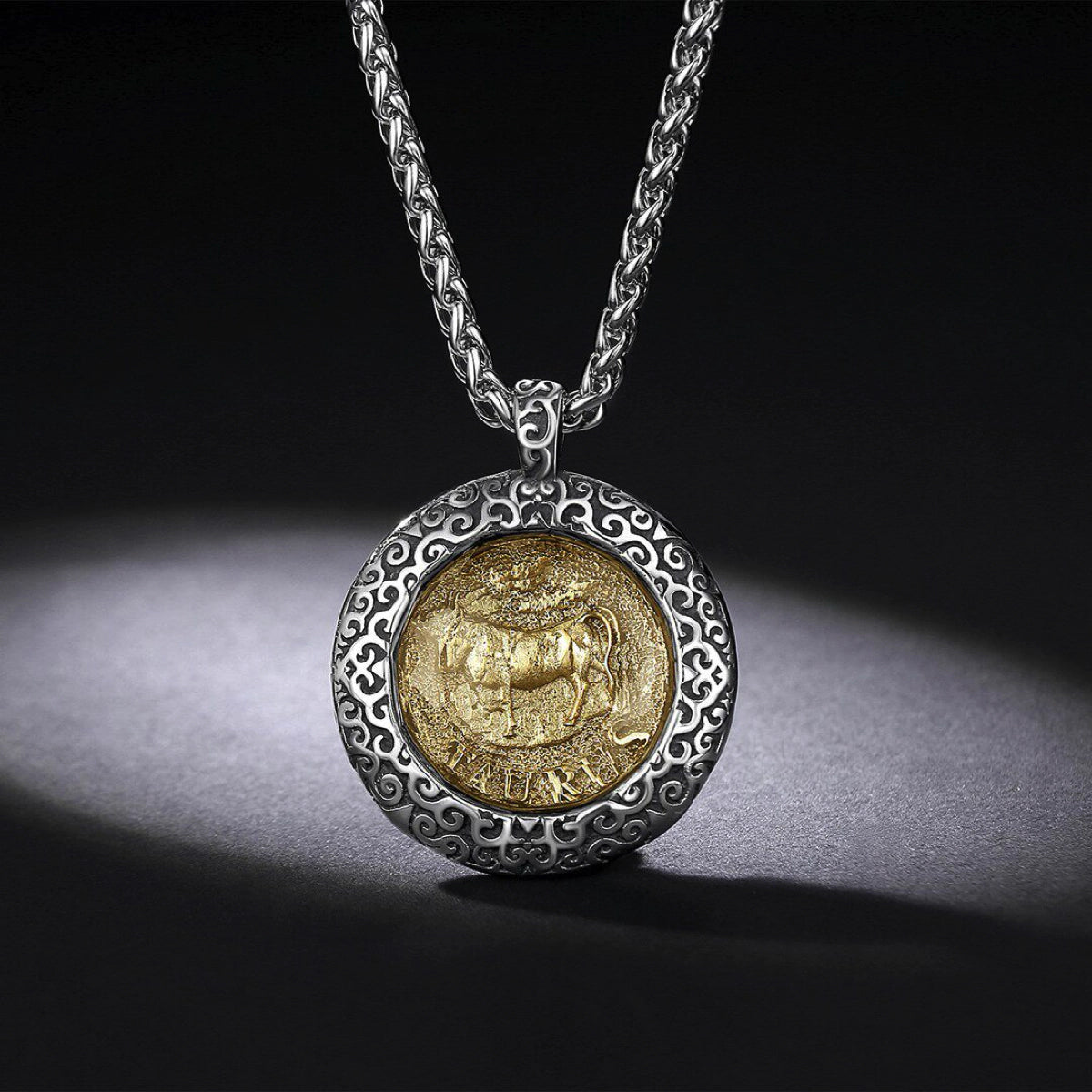 Celestial Coin: Vintage Unisex Zodiac Medallion with Protective Crystal Glass