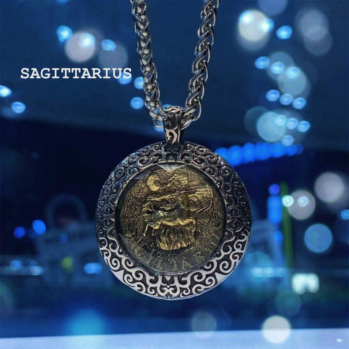 Celestial Coin: Vintage Unisex Zodiac Medallion with Protective Crystal Glass