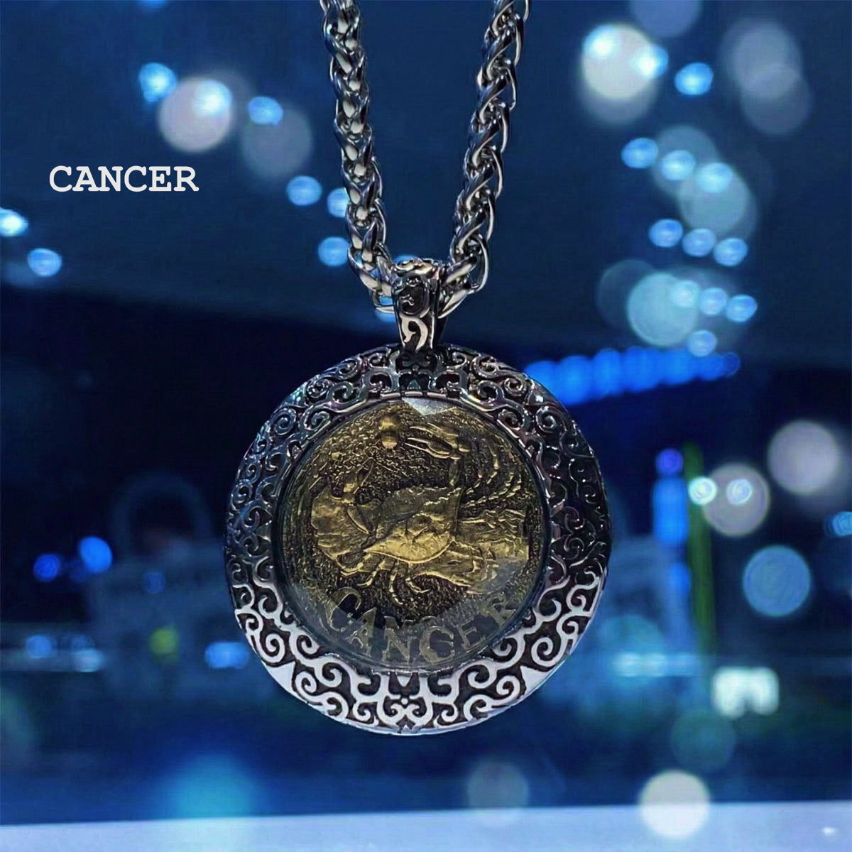 Celestial Coin: Vintage Unisex Zodiac Medallion with Protective Crystal Glass