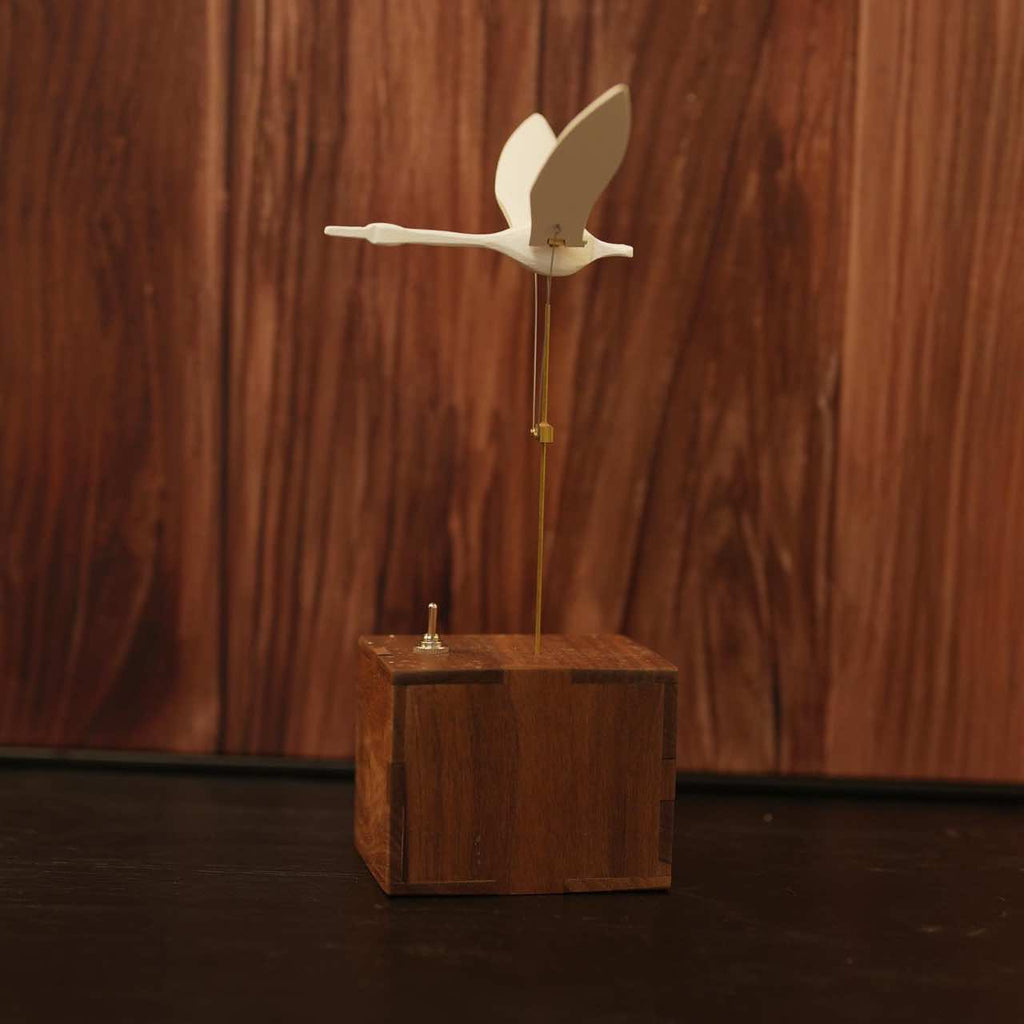 Handcrafted Wooden White Swan Automaton