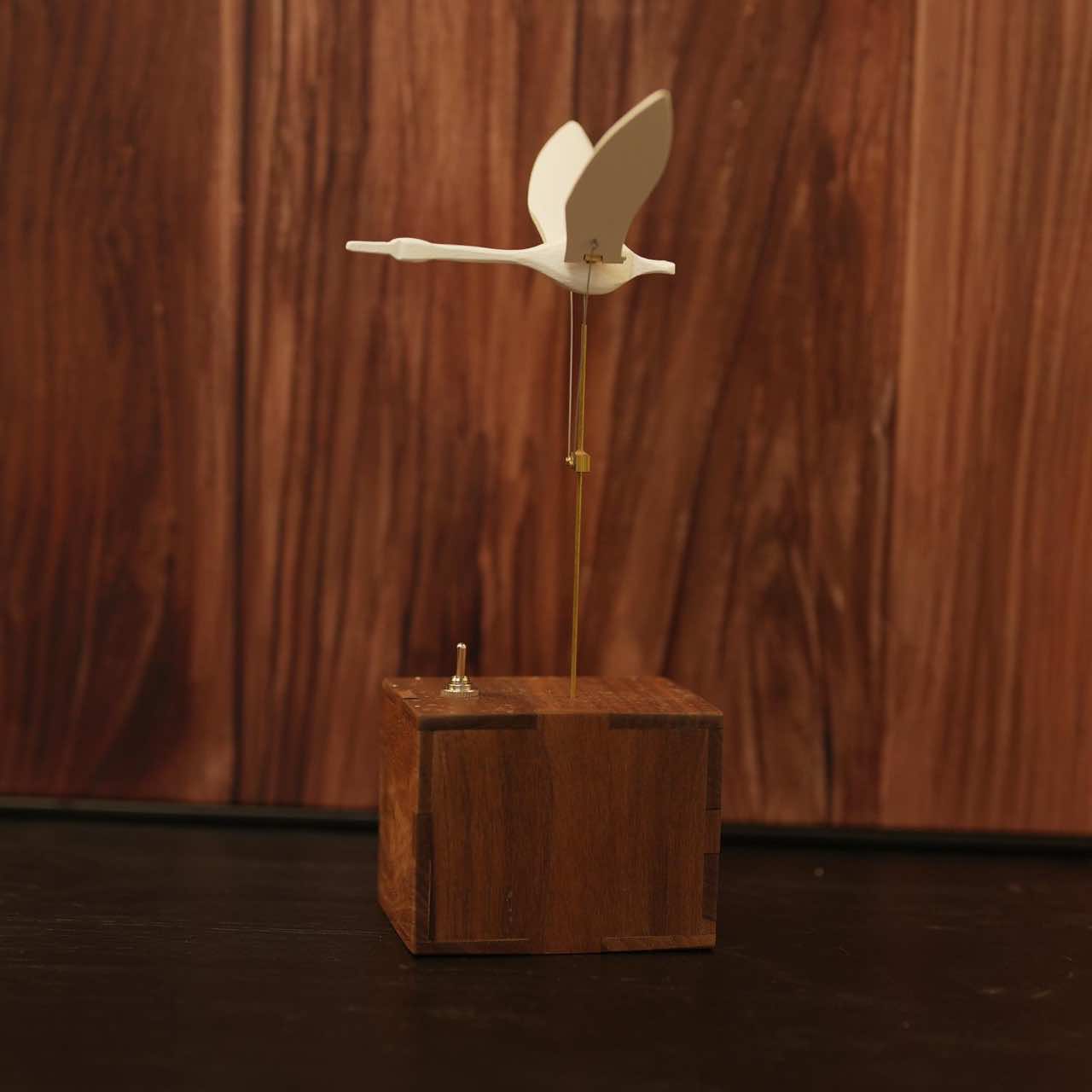 Handcrafted Wooden White Swan Automaton