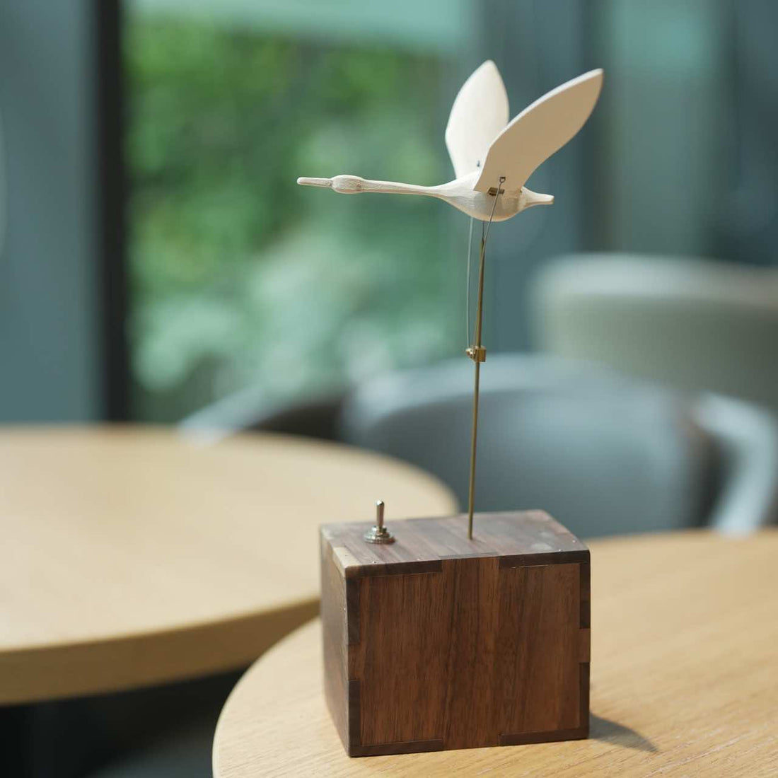 Handcrafted Wooden White Swan Automaton