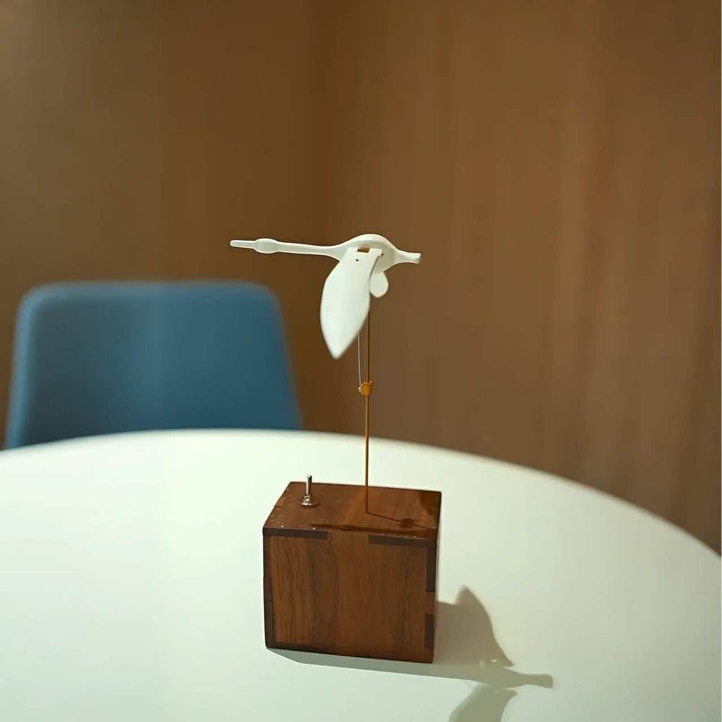 Handcrafted Wooden White Swan Automaton