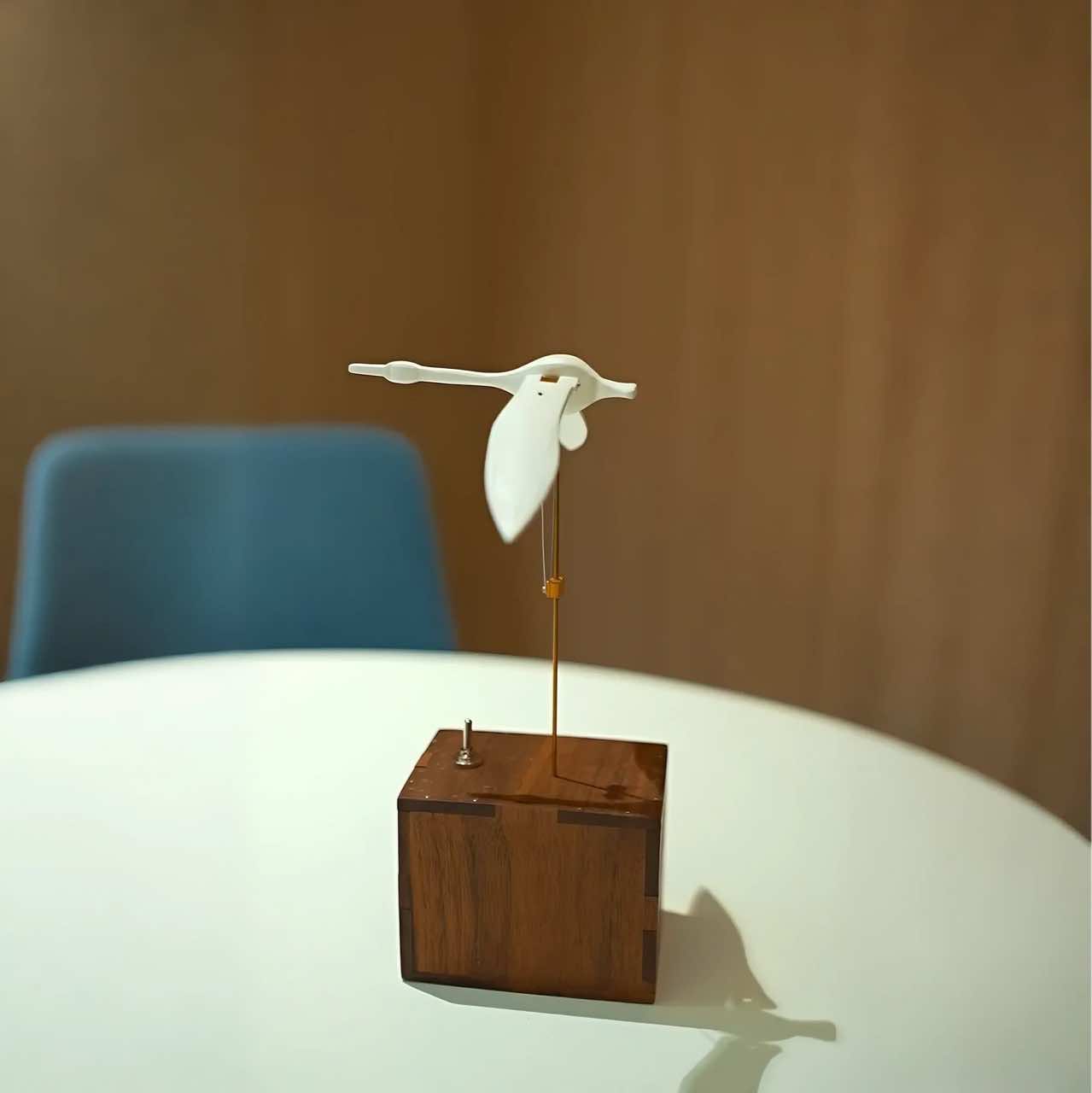 Handcrafted Wooden White Swan Automaton