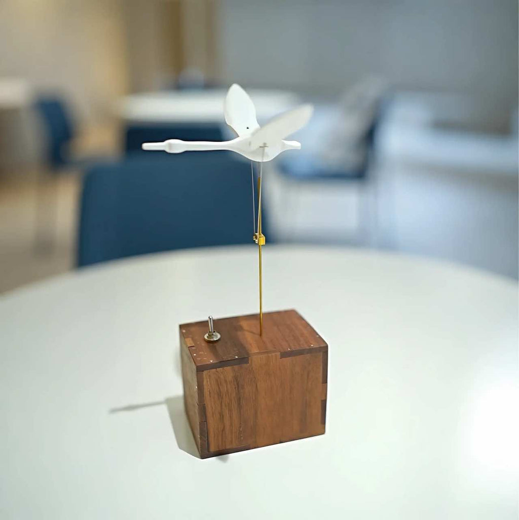 Handcrafted Wooden White Swan Automaton