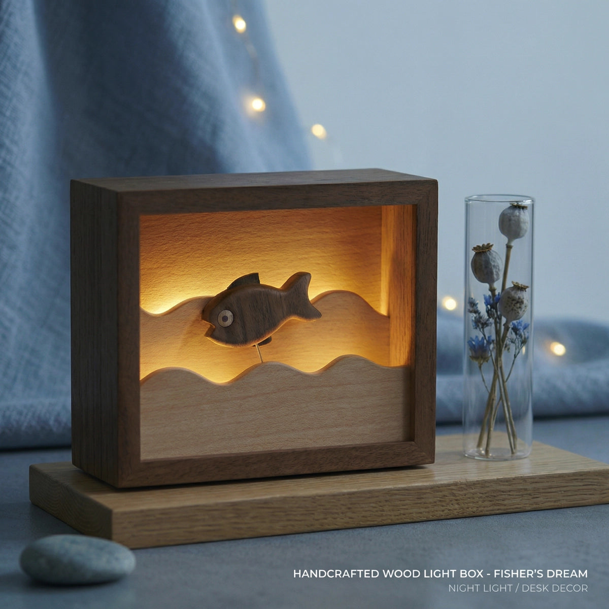 Handcrafted Wood Light Box - Fisher's Dream