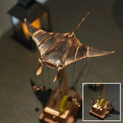 Handcrafted Wooden Manta Ray Automaton