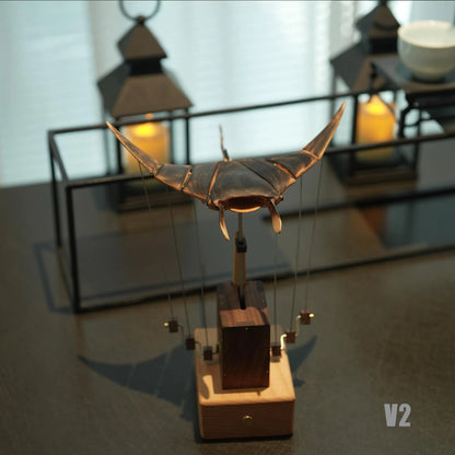 Handcrafted Wooden Manta Ray Automaton