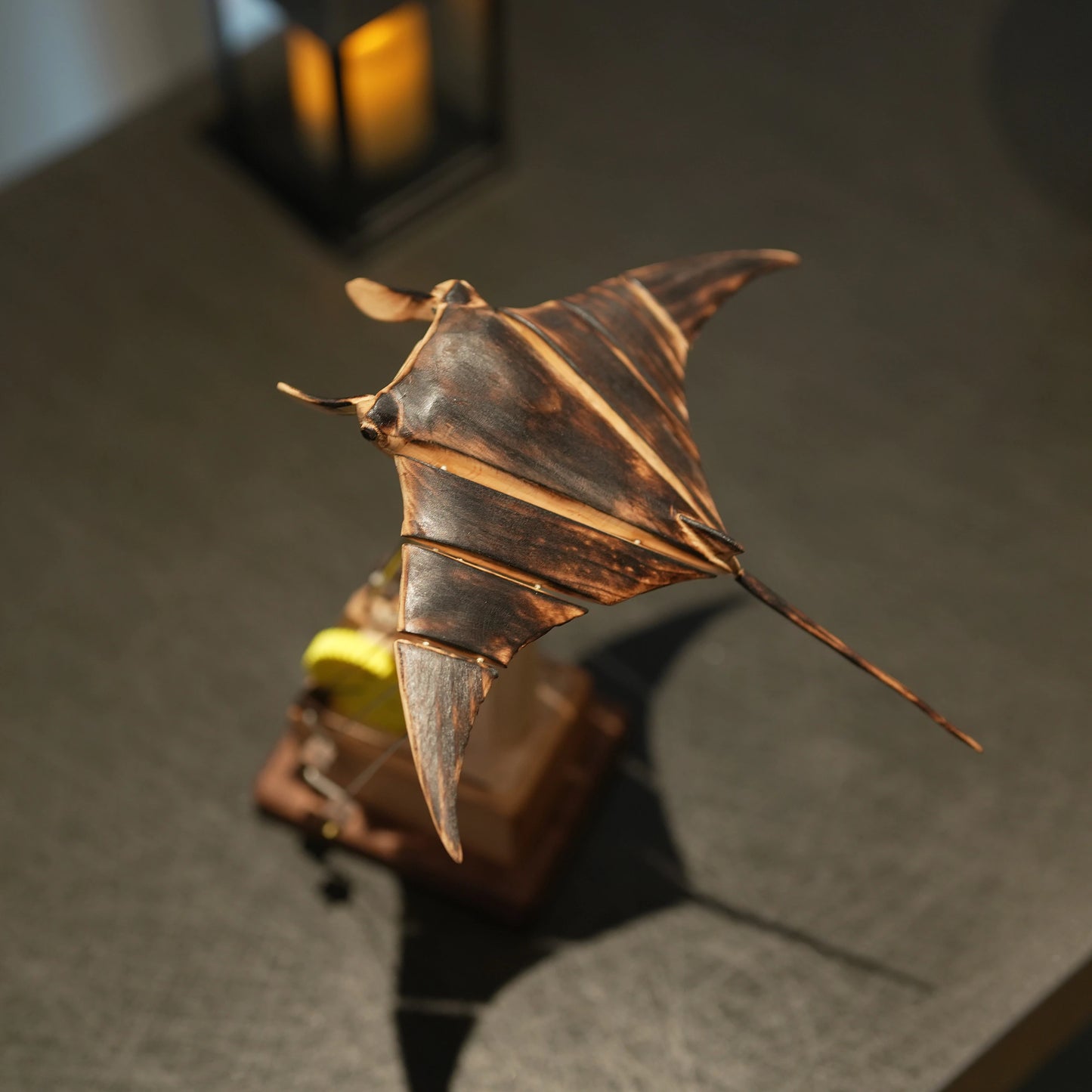 Handcrafted Wooden Manta Ray Automaton