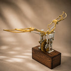 Gold Kinetic Angel Wings Sculpture angle view