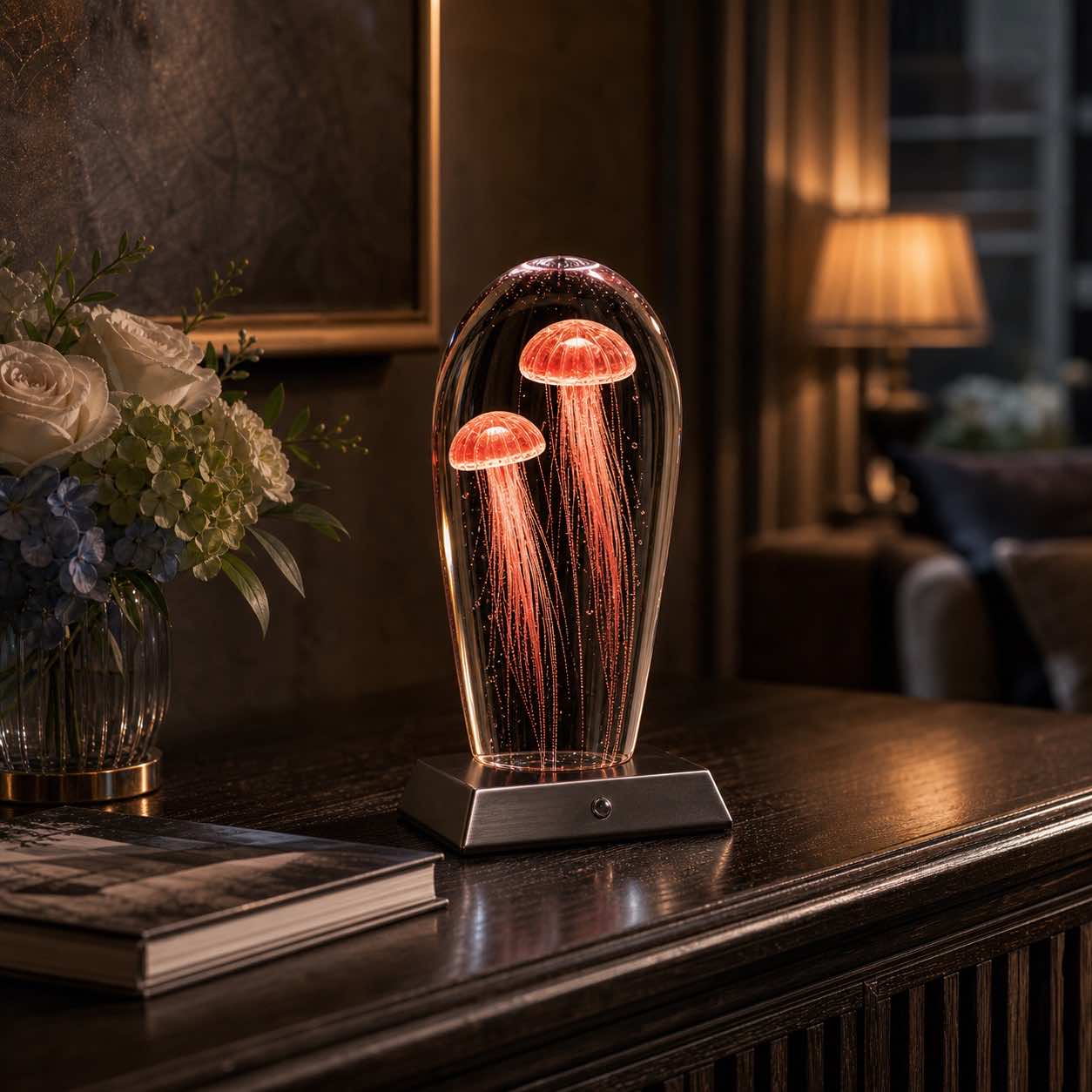 Lumaire™ Jellyfish Crystal Art - Crimson Veil
