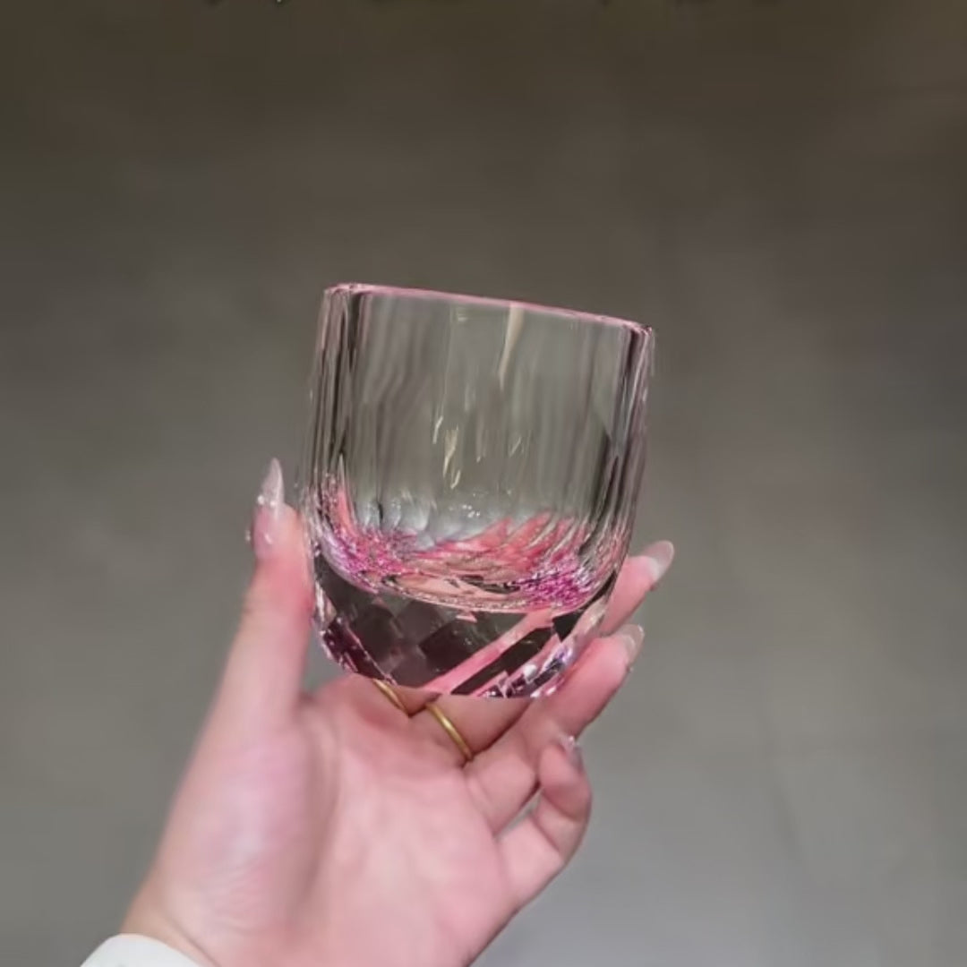 Colored Crystal Whiskey Glass – Hand-Cut Old Fashioned Tumbler