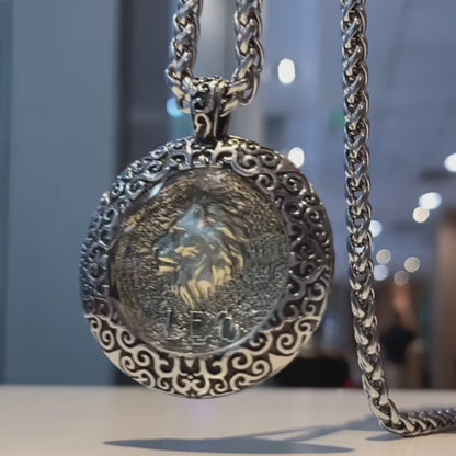 Celestial Coin: Vintage Unisex Zodiac Medallion with Protective Crystal Glass