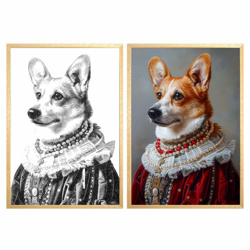 Custom Renaissance Pet Portrait GlowFrame - The Queen - eulique shop